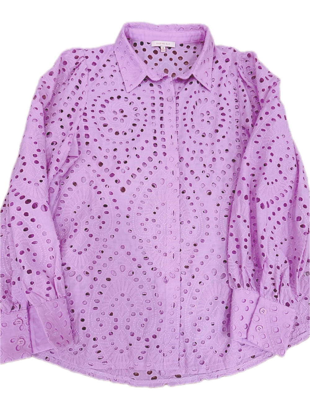 Skies Are Blue Lavender Eyelet Button Blouse